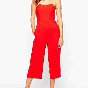 ASOS “Bandeau Strapless Red Jumpsuit”